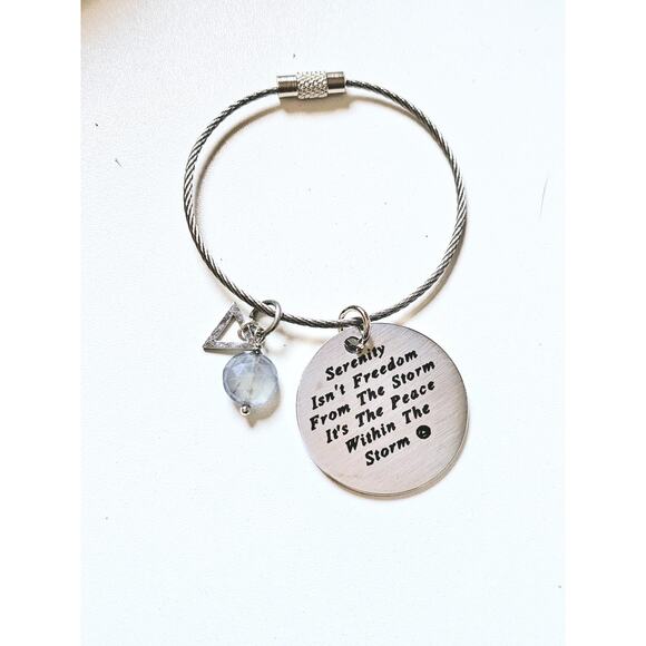 Serenity Quote Keychain Labradorite Recovery AA Alcoholics Anonymous Keyring - Picture 6 of 6